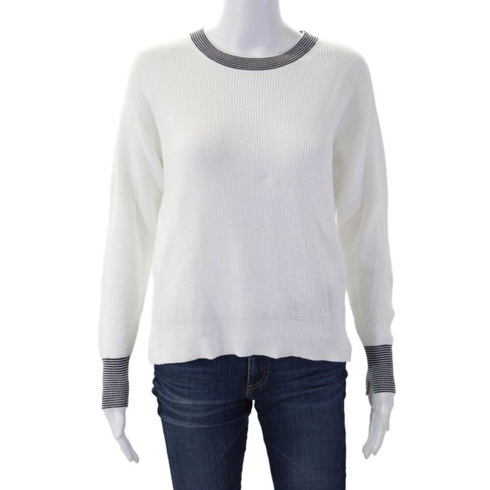 Margaret OLeary Women Pullover Sweater White Crewneck Longsleeve Cotton Size XS